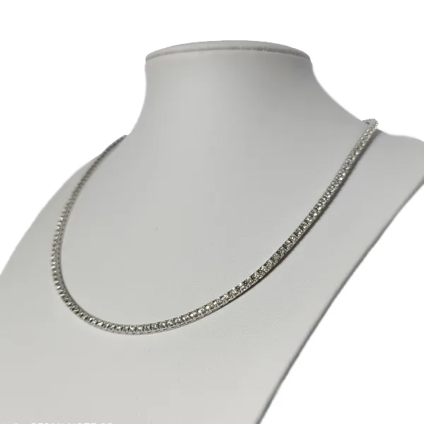 Girocollo Tennis in oro bianco con diamanti bianchi