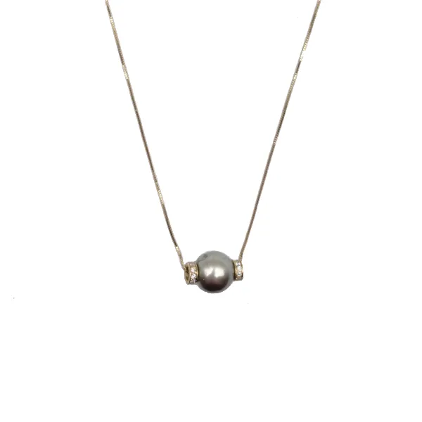 Collana con Perla Sferica Tahiti e brillanti