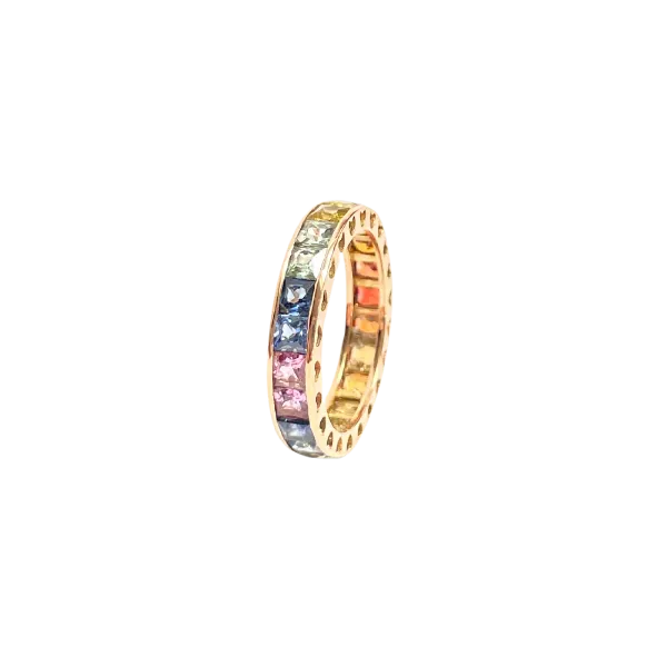 Anello Eternity con Zaffiri Multicolor ct. 5,56