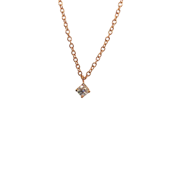 Pendente con punto luce in oro rosa 18kt ct. 0,18