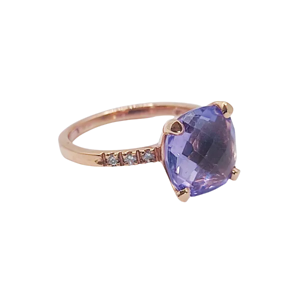 Anello in oro rosa con Ametista e brillanti ct. 3,30