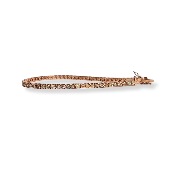 Bracciale Tennis oro Rosa 18kt con diamanti Brown ct 3.98 VVS