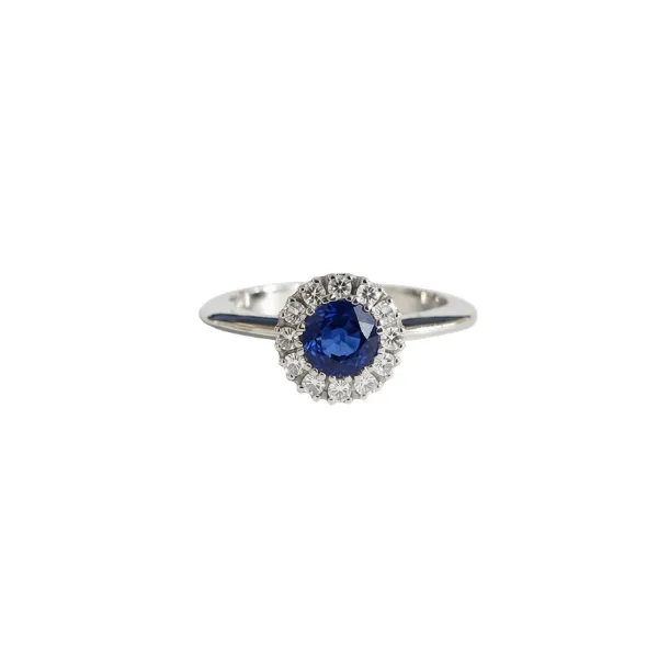 Anello con Zaffiro ct. 0,91 e diamanti ct. 0,25