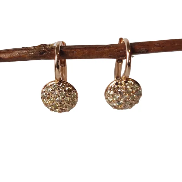 Orecchini Pavé Tondi in oro rosa con diamanti brown ct. 0,59