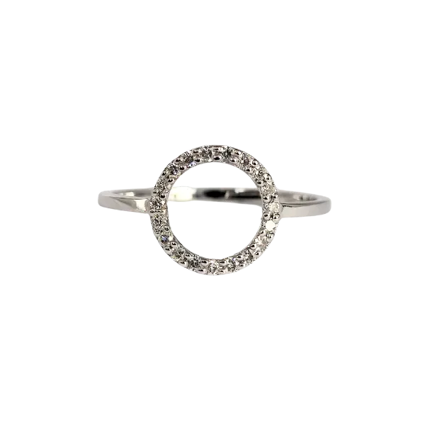 Anello Tondo in oro bianco 18 Kt con diamanti ct. 0,17