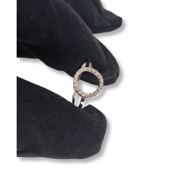 Anello Tondo in oro bianco 18 Kt con diamanti ct. 0,17 (2)