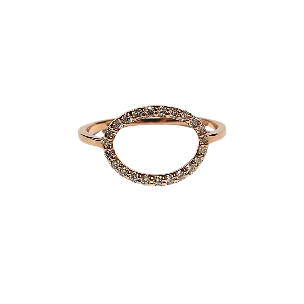 Anello Ovale in oro rosa 18 Kt con diamanti ct. 0,21.