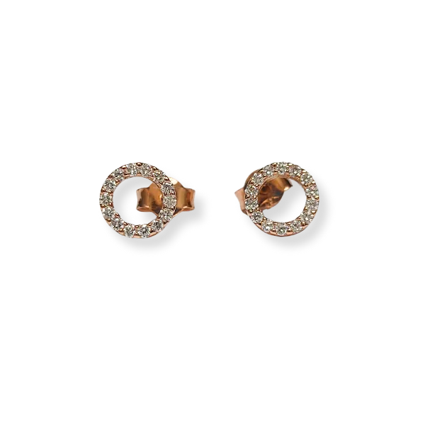 Orecchini Tondi in oro rosa 18 Kt con diamanti ct. 0,24.