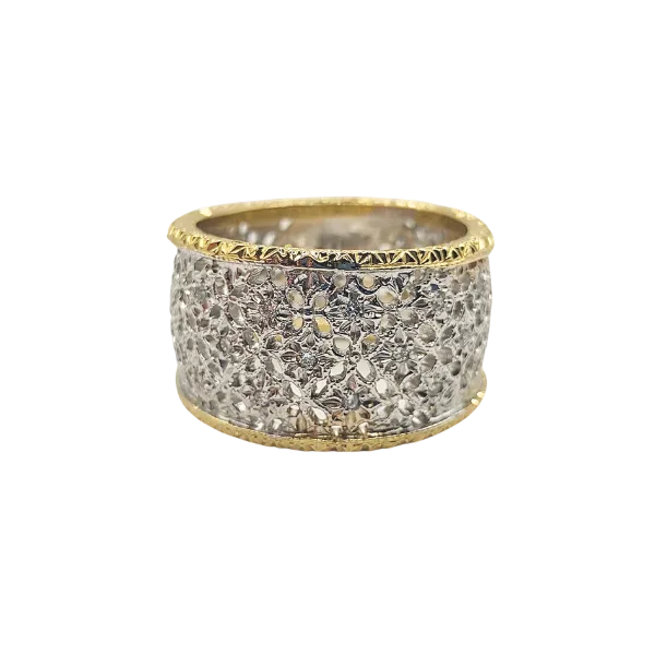 Anello Fascia in Stile Fiorentino in oro 18 Kt con diamanti ct. 0,26 .