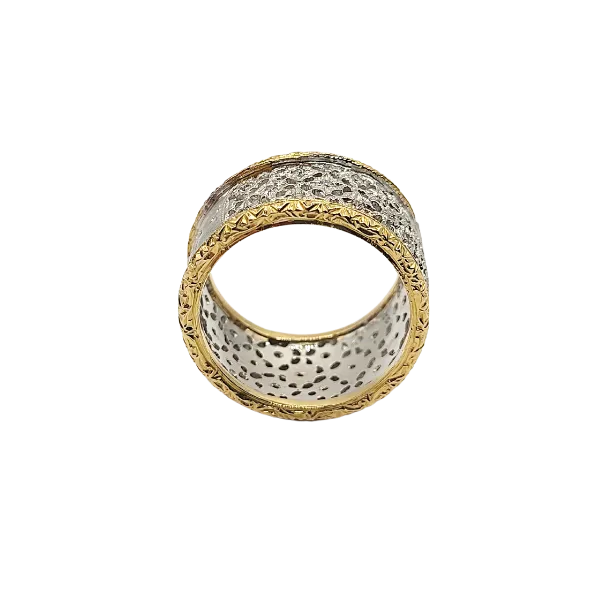 Anello Fascia in Stile Fiorentino in oro 18 Kt con diamanti ct. 0,26 (2)