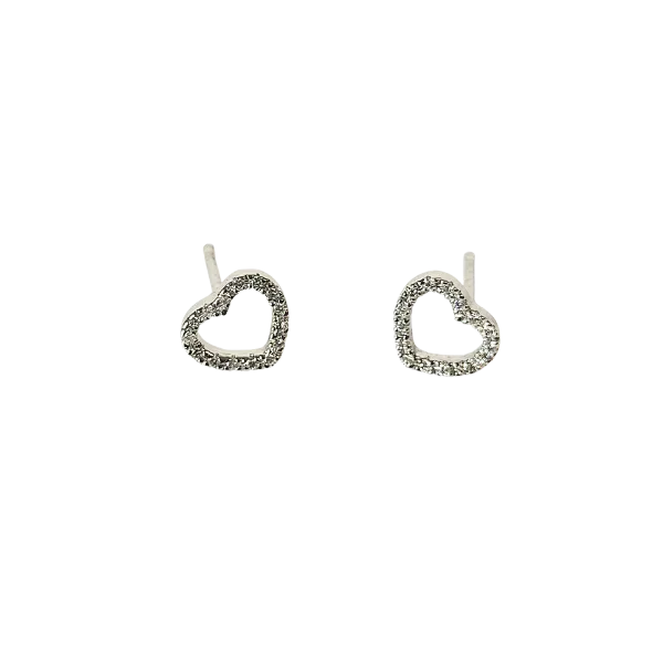 Orecchini a Cuore in oro bianco 18 Kt con diamanti ct. 0,19.