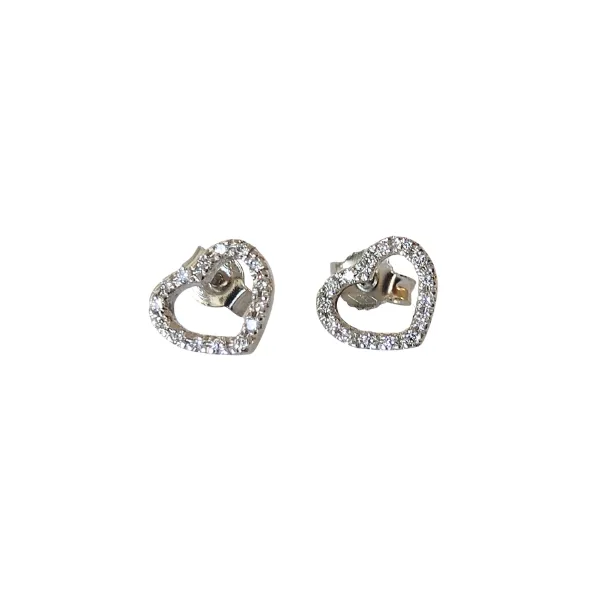 Orecchini a Cuore in oro bianco 18 Kt con diamanti ct. 0,19.