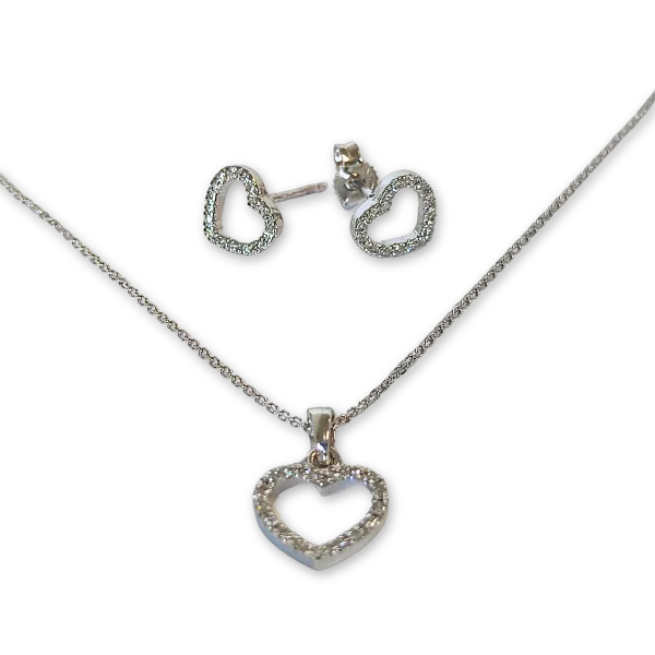 Orecchini a Cuore in oro bianco 18 Kt con diamanti ct. 0,19 (2)