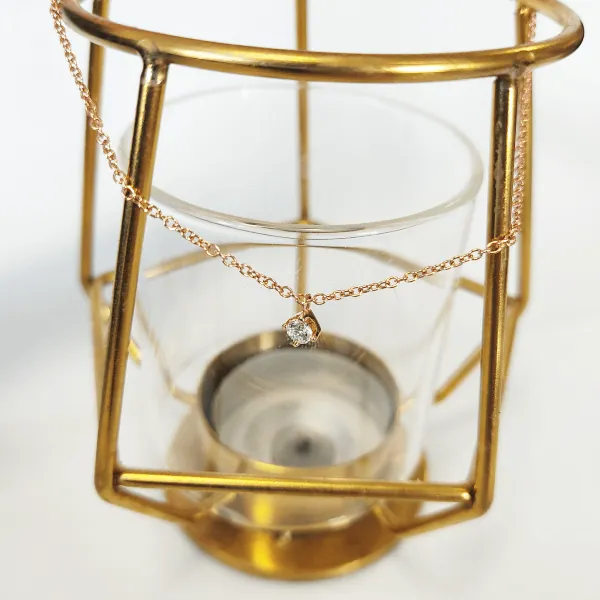 Pendente con punto luce in oro rosa 18kt ct. 0,18 (2)