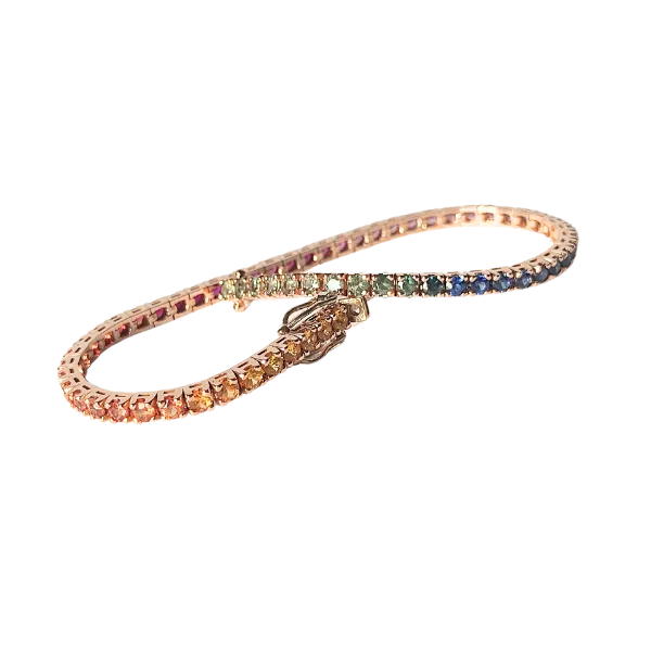 Bracciale Tennis con Zaffiri colorati ct 5.44