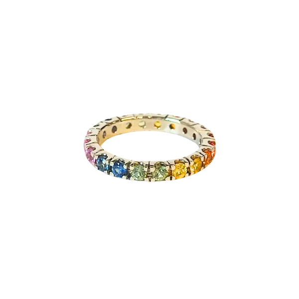 Eternity in oro bianco 18 Kt con Zaffiri Multicolor ct. 1,60