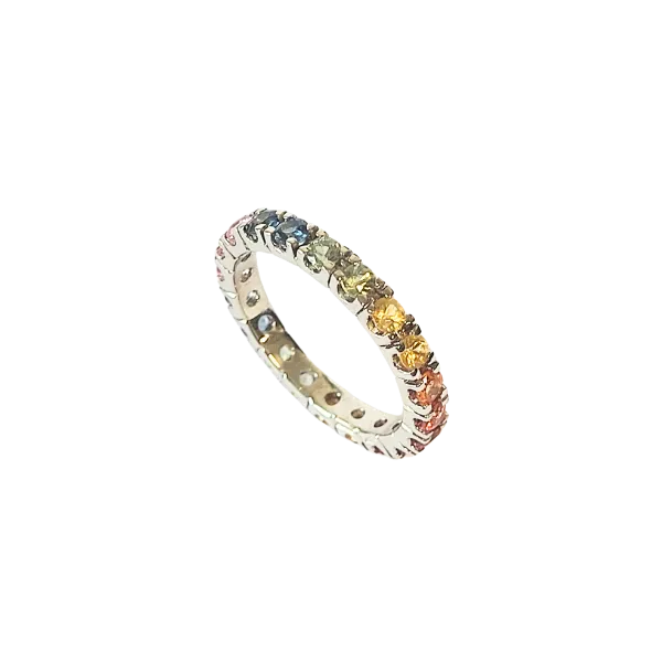 Eternity in oro bianco 18 Kt con Zaffiri Multicolor ct. 1,65
