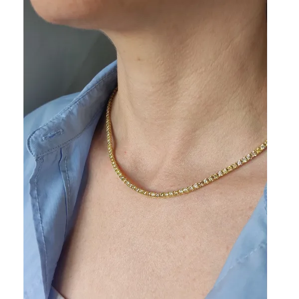 Collana Tennis in oro giallo 18 kt con diamanti brown ct 7,40
