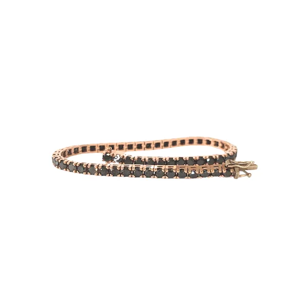 Bracciale Tennis in oro Rosa 18kt con diamanti neri ct 5,31