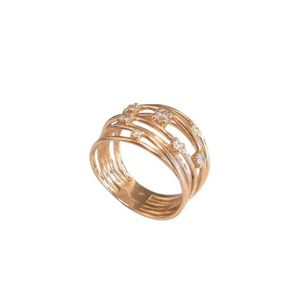 Anello Filo della Vita in oro rosa con diamanti ct. 0,30