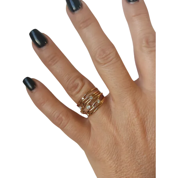 Anello Filo della Vita in oro rosa con diamanti ct. 0,30 2