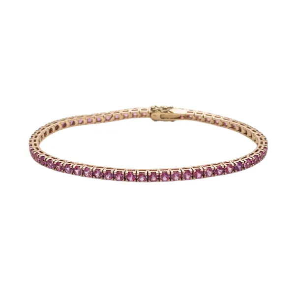 Bracciale Tennis in oro rosa 18 Kt con Zaffiri rosa ct 5,08