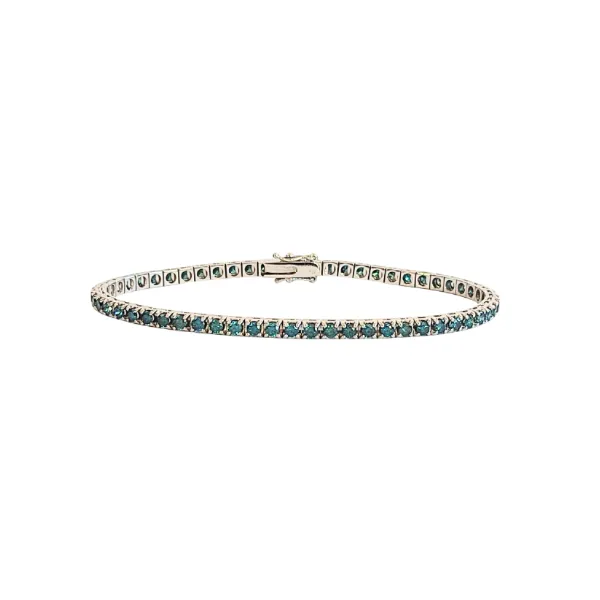 Bracciale Tennis in oro bianco 18 Kt con Diamanti Blu irradiati ct. 2,95 