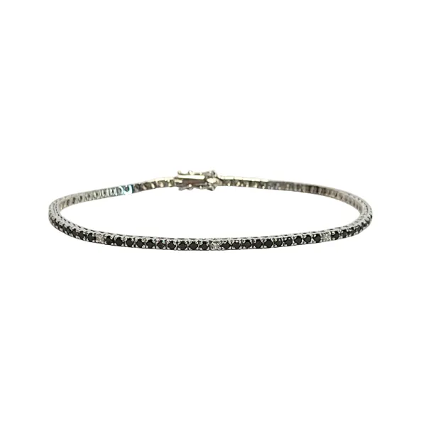Bracciale Tennis in oro bianco 18 kt con diamanti neri ct. 1,47 e bianchi ct. 0,12