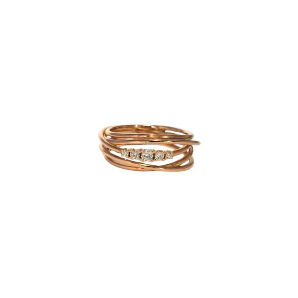 Anello Fili della Vita in oro rosa 18 kt con diamanti bianchi ct. 0,18