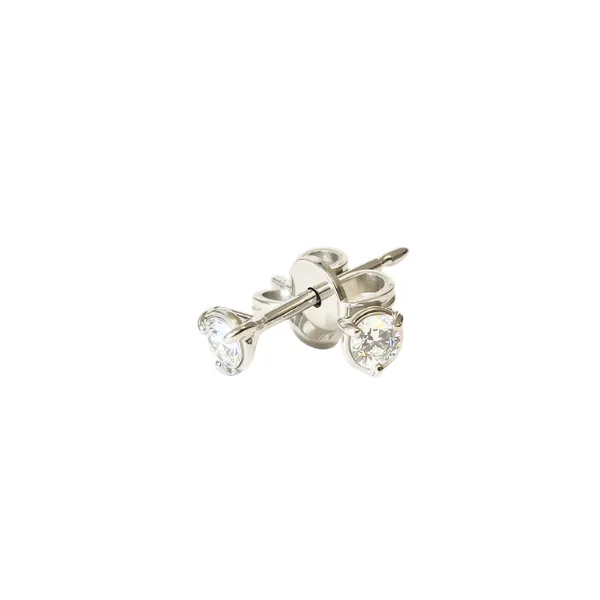 Orecchini a 3 griffe in oro bianco 18 kt con diamanti 0,22 ct