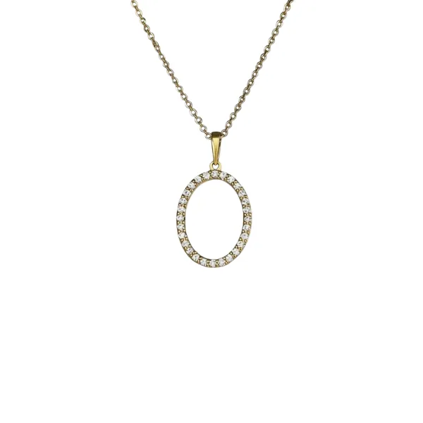 Collana Ovale in oro giallo 18 Kt con diamanti 0,27 ct