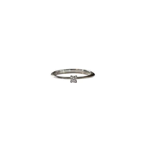 Solitario in oro bianco 18 kt con diamante 0,09 ct