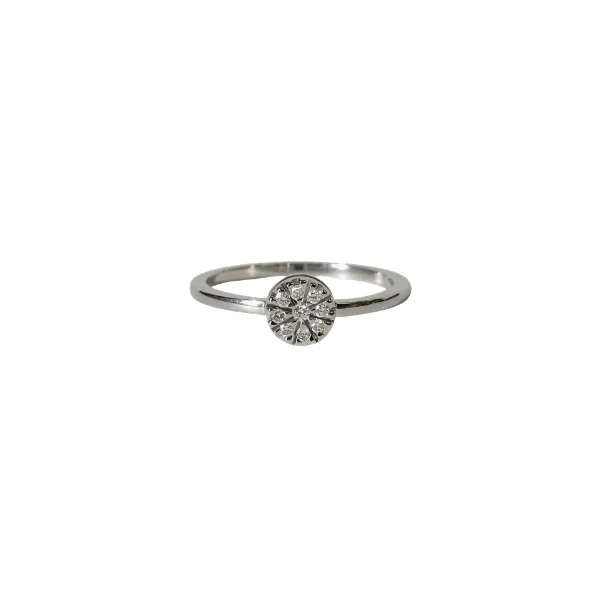 Solitario Fiore in oro bianco 18 Kt con diamanti 0,09 ct