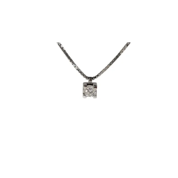 Collana Punto Luce in oro bianco 18 Kt con diamante 0,25 c’è a 4 griffe