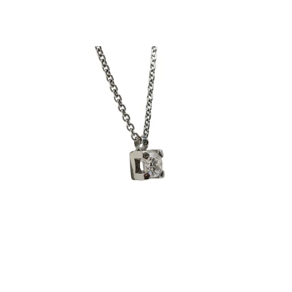 Collana Punto Luce  in oro bianco 18 Kt con diamante 0,15 ct 