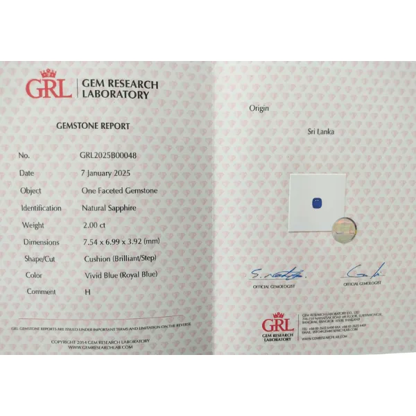 Zaffiro Naturale GRL 2,00
