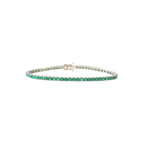 Bracciale Tennis in oro bianco 18Kt con smeraldi 4,12 ct