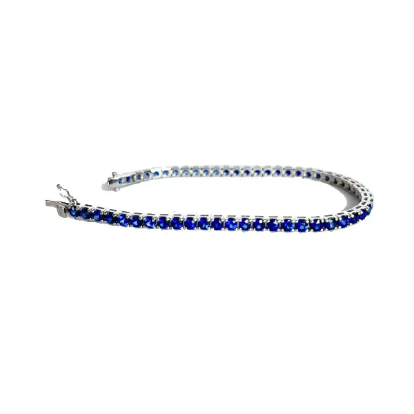 Bracciale Tennis in oro bianco 18 kt  con Zaffiri ct. 6,90